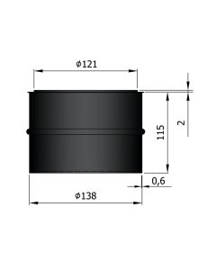 Dikwandige nisbus 130 mm zwart
