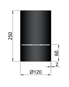 Dikwandig zwart kachelpijp diameter 120 met condensring