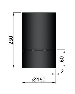 Dikwandig zwart kachelpijp diameter 150 met condensring