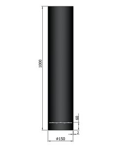 Dikwandig zwart kachelpijp diameter 150 met condensring