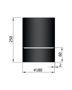 Dikwandig zwart kachelpijp diameter 180 met condensring