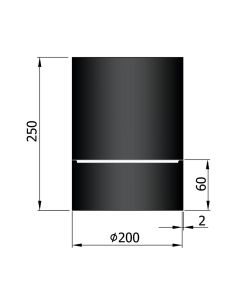 Dikwandig zwart kachelpijp diameter 200 met condensring