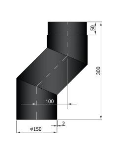 Dikwandig zwart S-bocht 150 mm 100 mm verspringing
