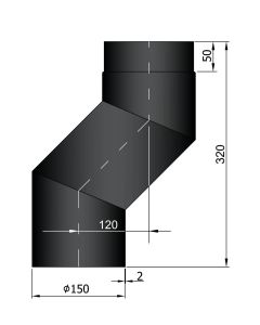 Dikwandig zwart S-bocht 150 mm 