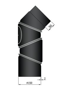 Bocht verstelbaar met luik staal 2mm zwart 130mm
