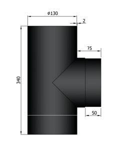 T-stuk dikwandig 130mm zwart staal
