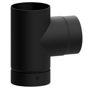 Dikwandig staal T-stuk met deksel - Ø125mm zwart