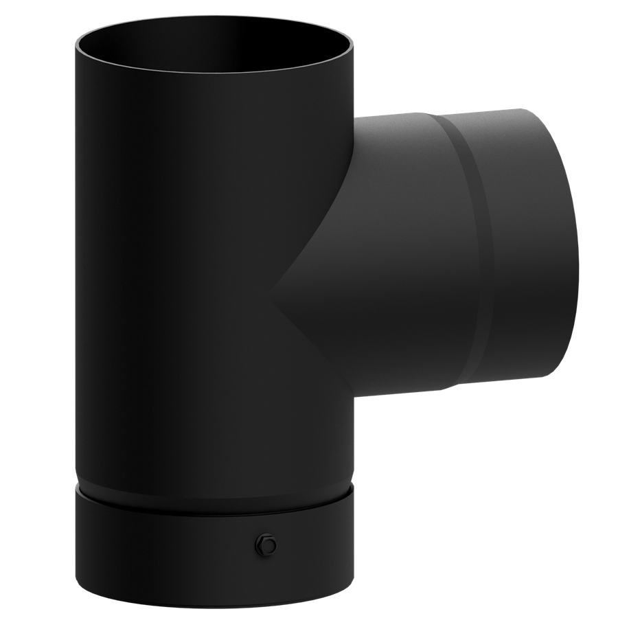 Dikwandig staal T-stuk met deksel - Ø125mm zwart Dikwandig staal T-stuk met deksel - Ø125mm zwart