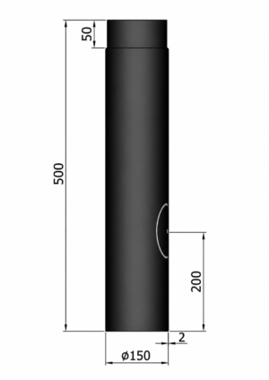 Dikwandig staal kachelpijp met inspectieluik - Ø150mm x 500mm zwart Dikwandig staal kachelpijp met inspectieluik - Ø150mm x 500mm zwart