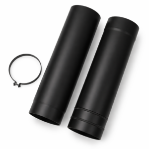 Dikwandig staal paspijp – Ø150mm x 500mm met stelring zwart Dikwandig staal paspijp – Ø150mm x 500mm met stelring zwart