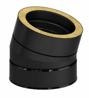 Dubbelwandig Bocht 15° RVS – Ø150/200mm zwart