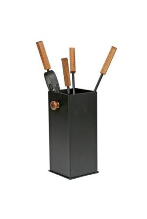 Haardstel set 4 Stuks hout/zwart Haardstel set 4 Stuks hout/zwart