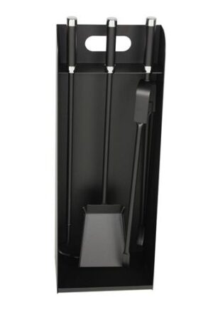 Haardstel zwart met chroom accenten