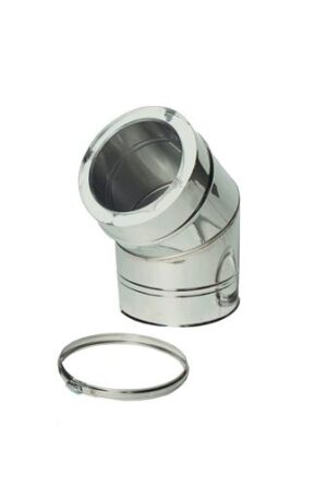 Dubbelwandig Bocht 45° RVS – Ø80/130mm