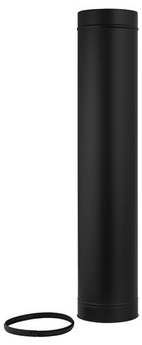 Dubbelwandig kachelpijp RVS – Ø80/130mm x 1000mm zwart