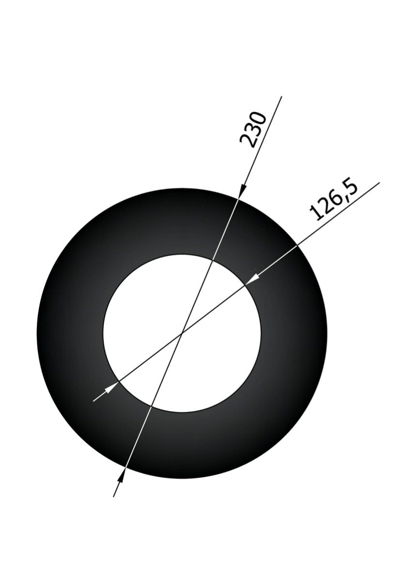 Dikwandig staal rozet Ø125mm 50mm rand zwart - Afbeelding 2 Dikwandig staal rozet Ø125mm 50mm rand zwart - Afbeelding 2
