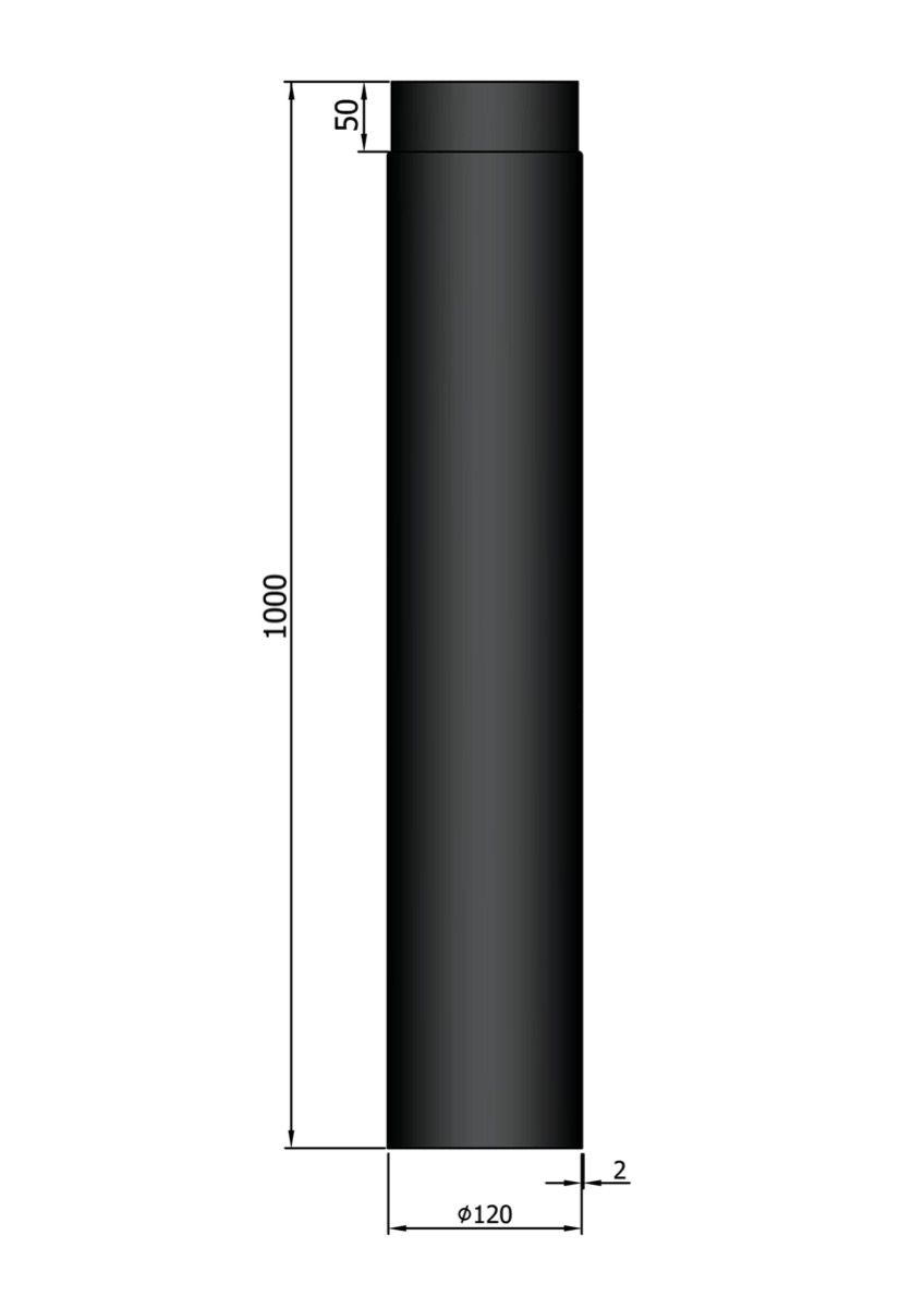 Dikwandig staal kachelpijp - Ø120mm x 1000mm zwart - Afbeelding 2 Dikwandig staal kachelpijp - Ø120mm x 1000mm zwart - Afbeelding 2