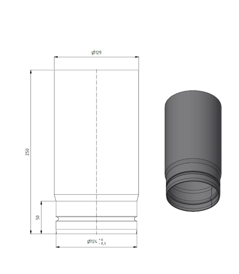 Dikwandig staal kachelpijp - Ø125mm x 250mm zwart - Afbeelding 2 Dikwandig staal kachelpijp - Ø125mm x 250mm zwart - Afbeelding 2