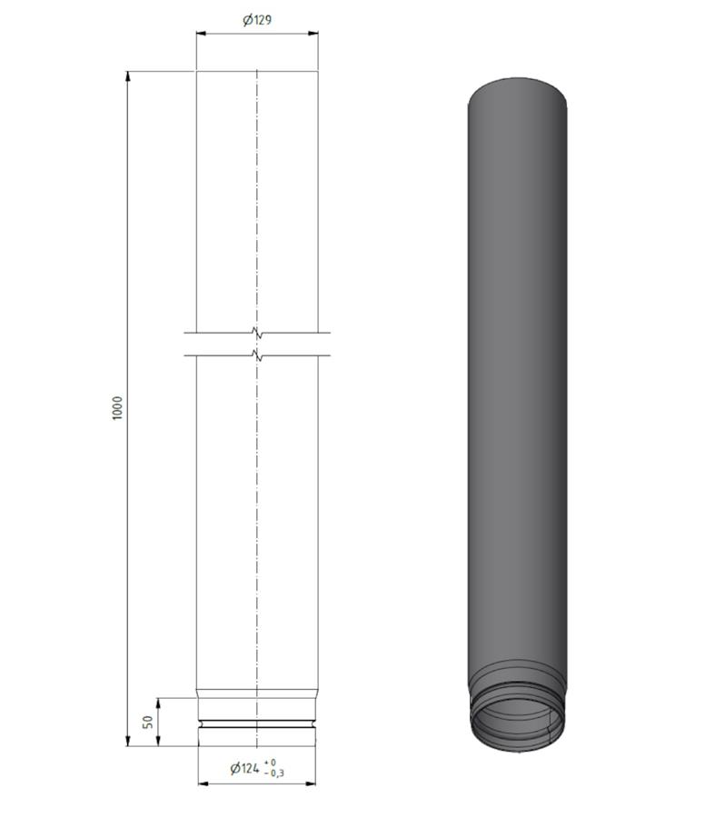 Dikwandig staal kachelpijp - Ø125mm x 1000mm zwart - Afbeelding 2 Dikwandig staal kachelpijp - Ø125mm x 1000mm zwart - Afbeelding 2