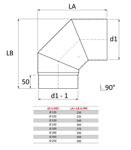 Dikwandig staal bocht 90° - Ø125mm zwart - Afbeelding 2 Dikwandig staal bocht 90° - Ø125mm zwart - Afbeelding 2