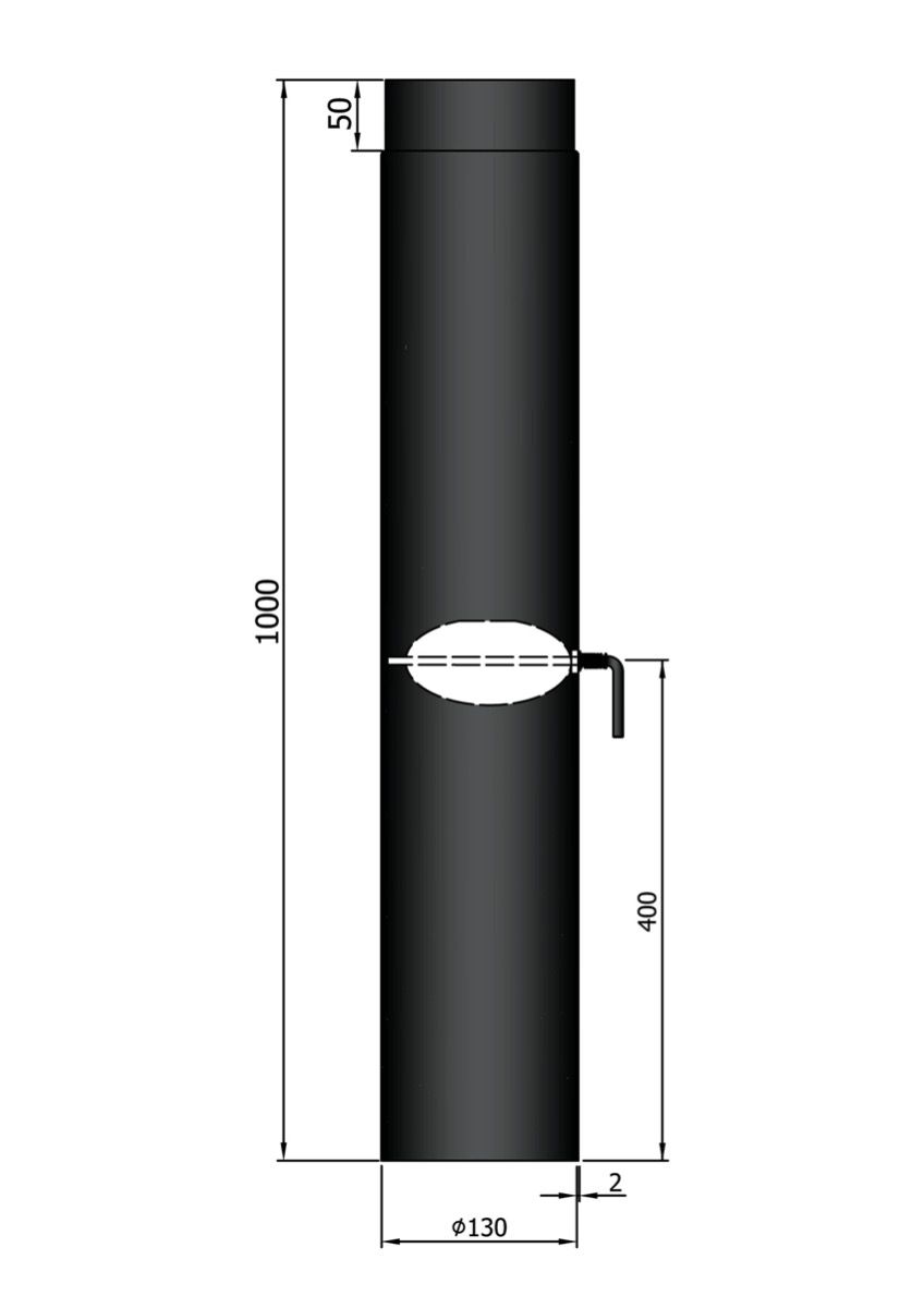 Dikwandig staal kachelpijp met smoorklep - Ø130mm x 1000mm zwart - Afbeelding 2 Dikwandig staal kachelpijp met smoorklep - Ø130mm x 1000mm zwart - Afbeelding 2