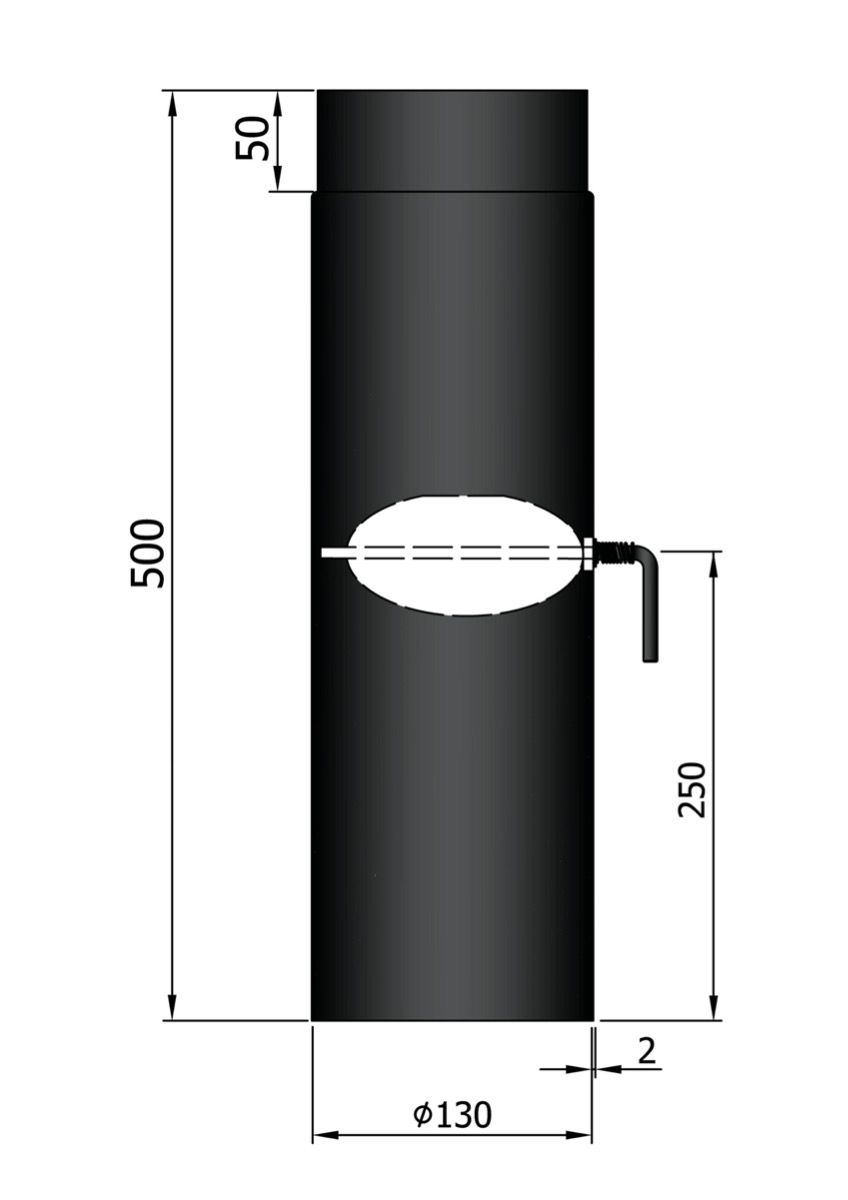 Dikwandig staal kachelpijp met smoorklep - Ø130mm x 500mm zwart - Afbeelding 2 Dikwandig staal kachelpijp met smoorklep - Ø130mm x 500mm zwart - Afbeelding 2