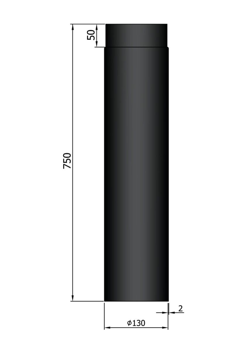 Dikwandig staal kachelpijp - Ø130mm x 750mm zwart - Afbeelding 2 Dikwandig staal kachelpijp - Ø130mm x 750mm zwart - Afbeelding 2