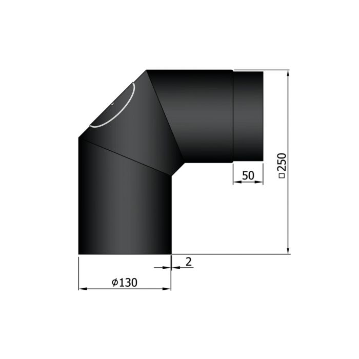 Dikwandig staal bocht 90° - Ø130mm met inspectieluik Zwart - Afbeelding 2 Dikwandig staal bocht 90° - Ø130mm met inspectieluik Zwart - Afbeelding 2