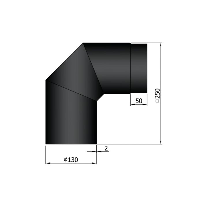 Dikwandig staal bocht 90° - Ø130mm zwart - Afbeelding 2 Dikwandig staal bocht 90° - Ø130mm zwart - Afbeelding 2