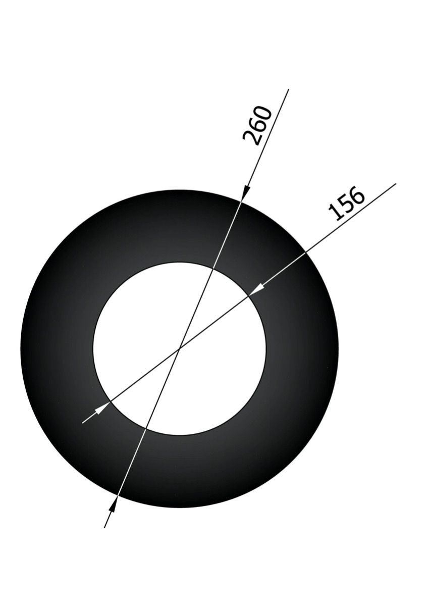 Dikwandig staal rozet Ø155mm 50mm rand zwart - Afbeelding 2 Dikwandig staal rozet Ø155mm 50mm rand zwart - Afbeelding 2