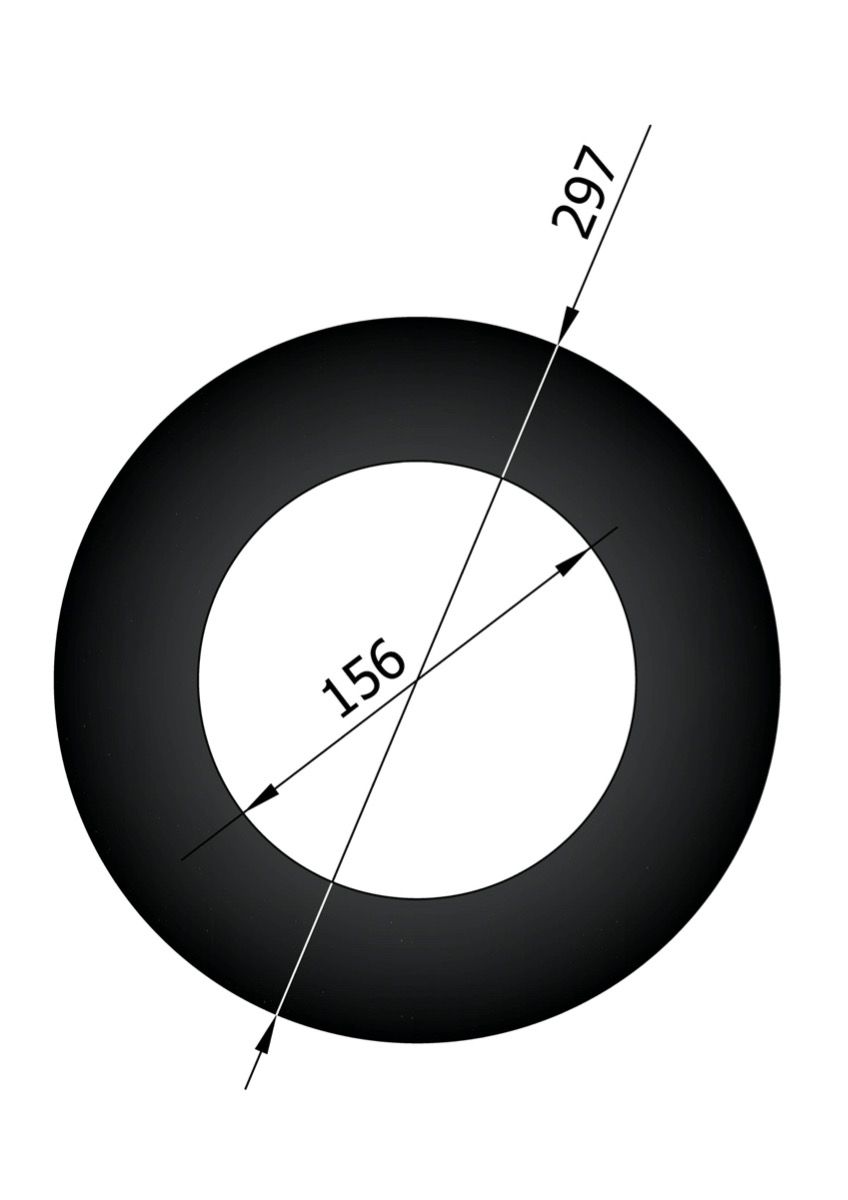 Dikwandig staal rozet Ø155mm 70mm rand zwart - Afbeelding 2 Dikwandig staal rozet Ø155mm 70mm rand zwart - Afbeelding 2