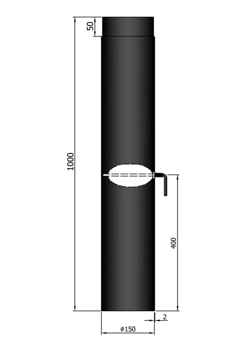 Dikwandig staal kachelpijp – Ø150mm x 1000mm met smoorklep - Afbeelding 2 Dikwandig staal kachelpijp – Ø150mm x 1000mm met smoorklep - Afbeelding 2
