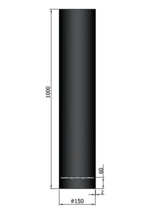 Dikwandig staal kachelpijp – Ø150mm x 1000mm met condensring