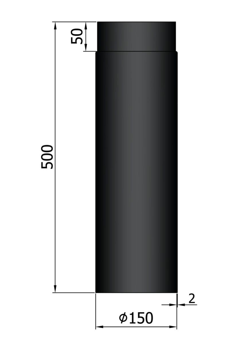 Dikwandig staal kachelpijp - Ø150mm x 500mm zwart - Afbeelding 2 Dikwandig staal kachelpijp - Ø150mm x 500mm zwart - Afbeelding 2