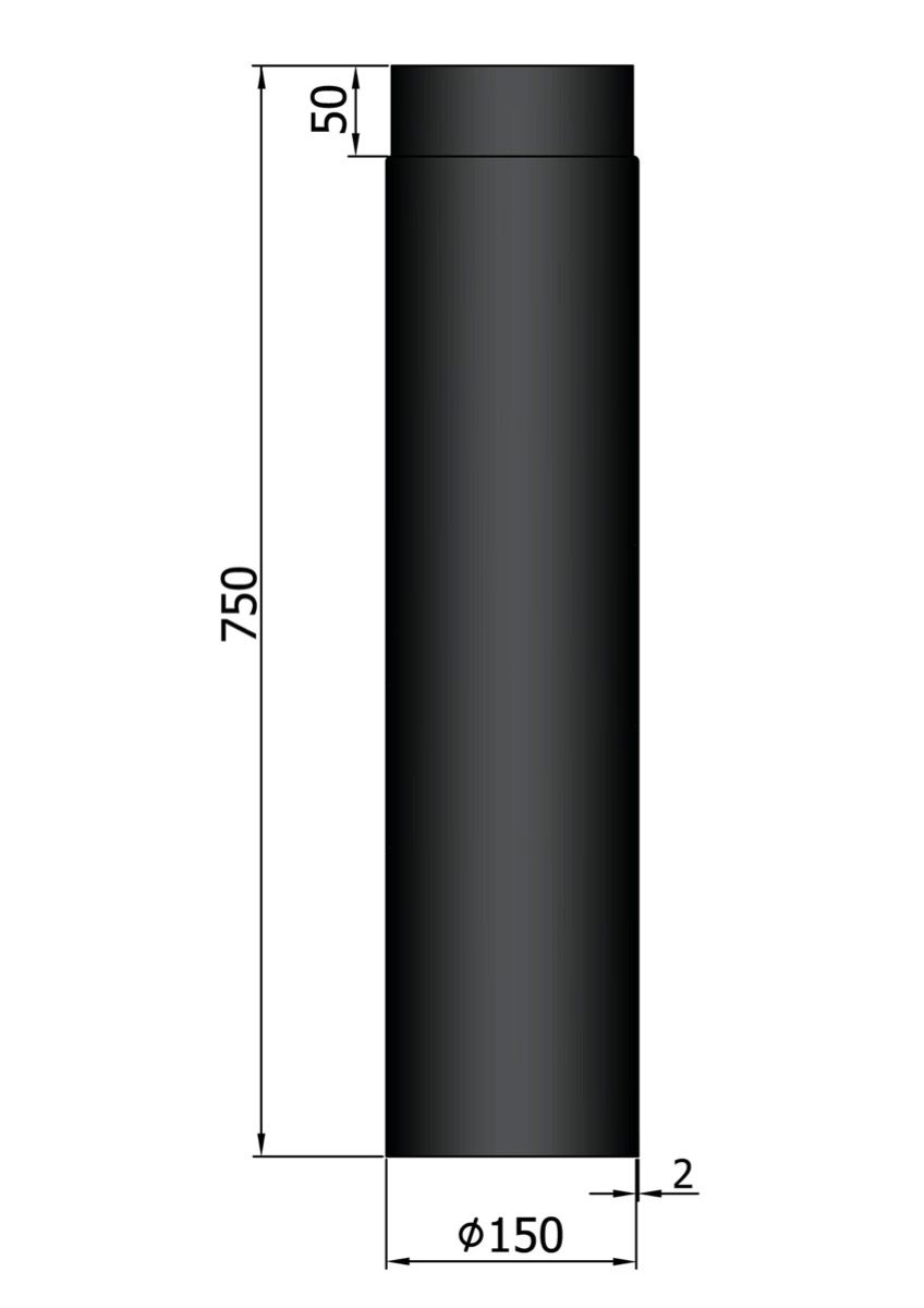 Dikwandig staal kachelpijp - Ø150mm x 750mm zwart - Afbeelding 2 Dikwandig staal kachelpijp - Ø150mm x 750mm zwart - Afbeelding 2