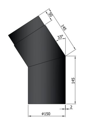 Dikwandig staal bocht 30° - Ø150mm zwart