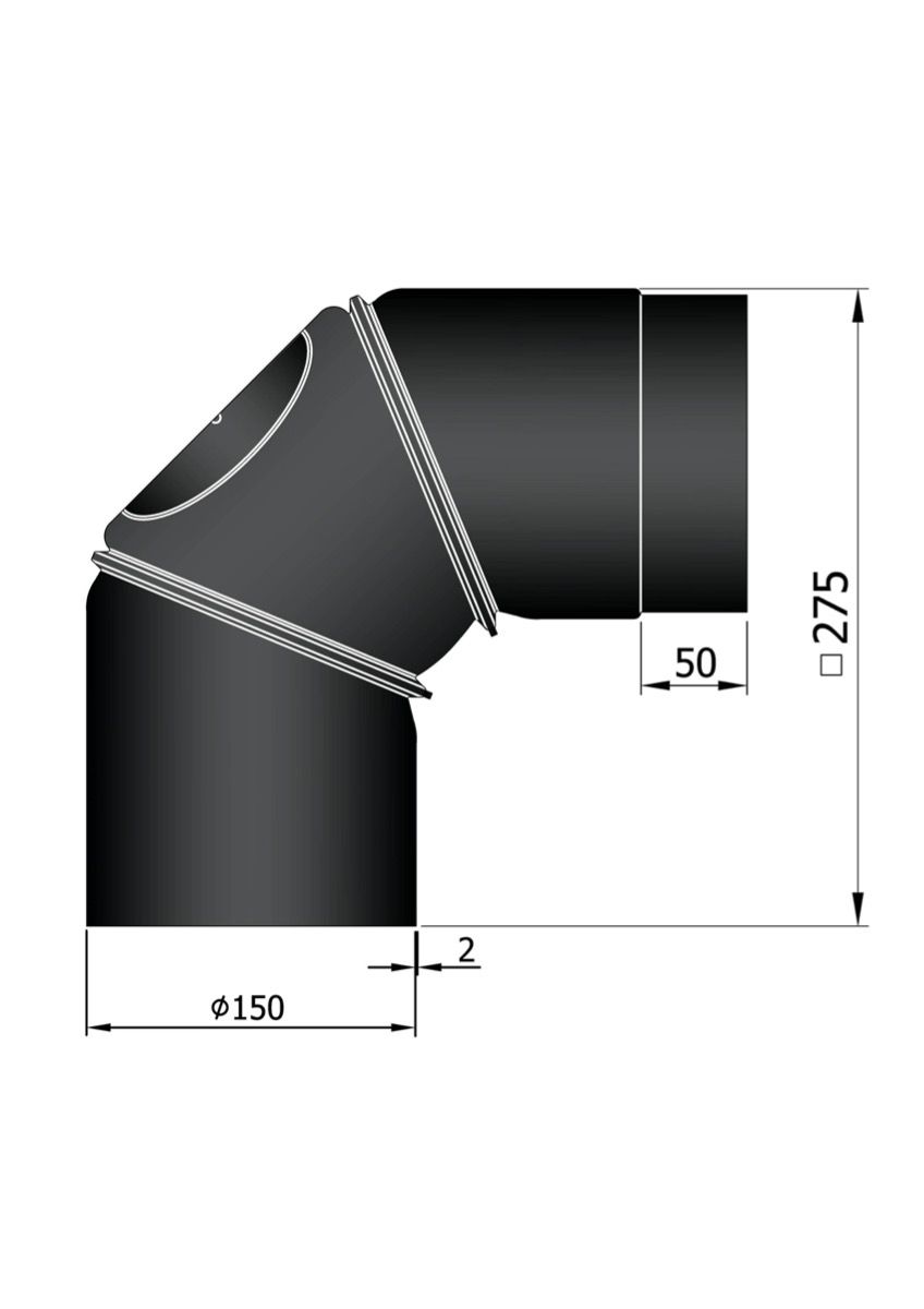 Dikwandig staal bocht met inspectie luik 90° - Ø150mm zwart - Afbeelding 2 Dikwandig staal bocht met inspectie luik 90° - Ø150mm zwart - Afbeelding 2