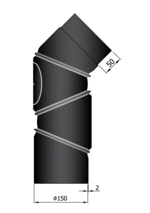 Dikwandig staal verstelbare bocht 0-90° - Ø150mm zwart Dikwandig staal verstelbare bocht 0-90° - Ø150mm zwart
