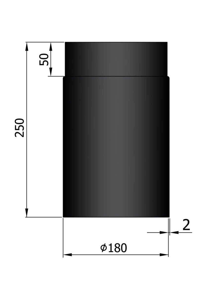 Dikwandig staal kachelpijp - Ø180mm x 250mm zwart - Afbeelding 2 Dikwandig staal kachelpijp - Ø180mm x 250mm zwart - Afbeelding 2