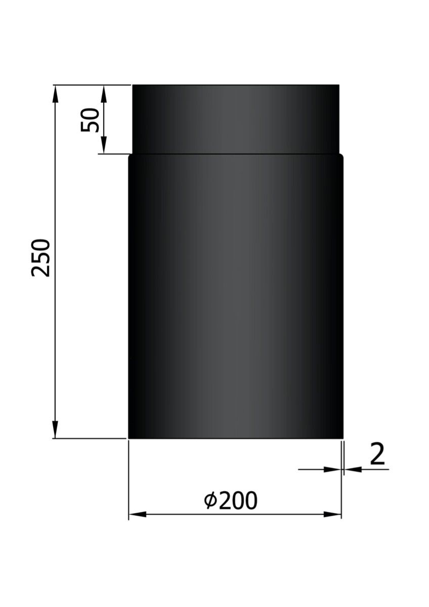 Dikwandig staal kachelpijp - Ø200mm x 250mm zwart - Afbeelding 2 Dikwandig staal kachelpijp - Ø200mm x 250mm zwart - Afbeelding 2