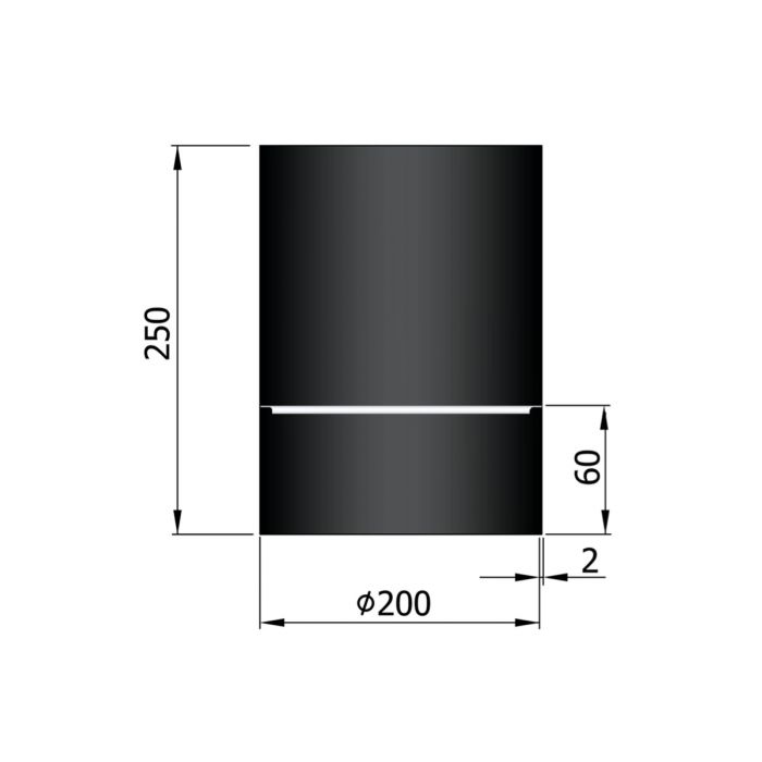 Dikwandig staal aansluitstuk met condensring - Ø200mm x 250mm zwart - Afbeelding 2 Dikwandig staal aansluitstuk met condensring - Ø200mm x 250mm zwart - Afbeelding 2