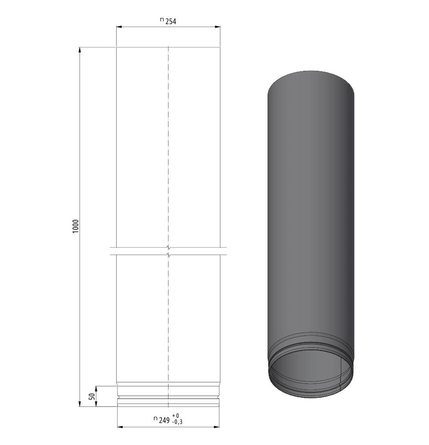 Dikwandig staal kachelpijp - Ø250mm x 1000mm zwart - Afbeelding 2 Dikwandig staal kachelpijp - Ø250mm x 1000mm zwart - Afbeelding 2