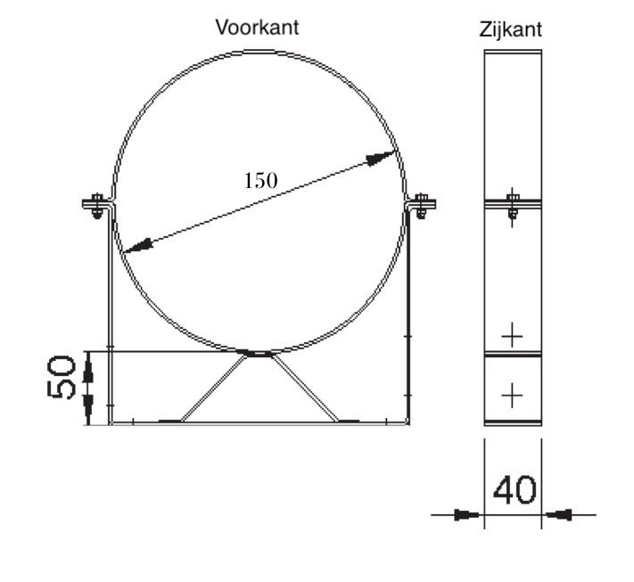 Dubbelwandig muurbeugel – Ø100/150mm - Afbeelding 2 Dubbelwandig muurbeugel – Ø100/150mm - Afbeelding 2