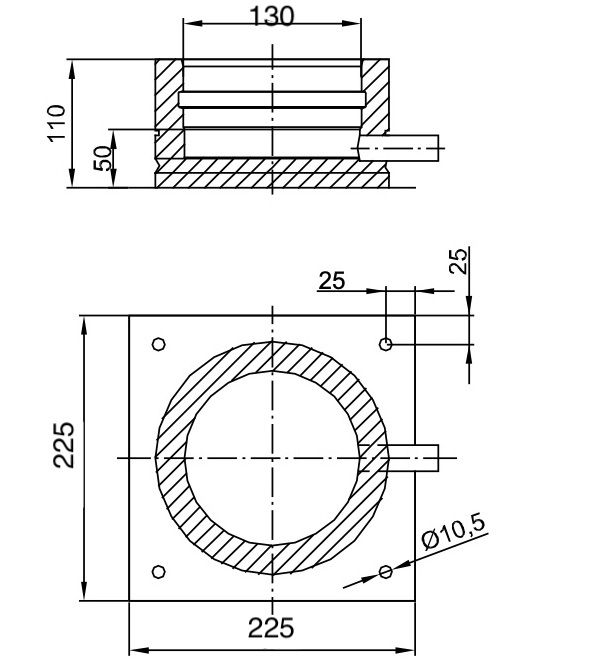 Dubbelwandig voetplaat / roetbak met aftap – Ø130/180mm - Afbeelding 2 Dubbelwandig voetplaat / roetbak met aftap – Ø130/180mm - Afbeelding 2