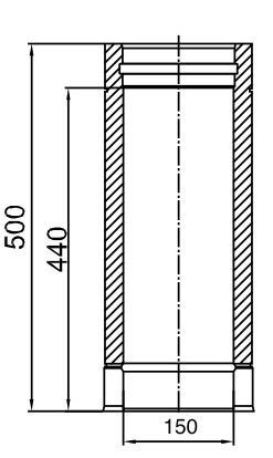 Dubbelwandig kachelpijp RVS – Ø150/200mm x 500mm - Afbeelding 2 Dubbelwandig kachelpijp RVS – Ø150/200mm x 500mm - Afbeelding 2