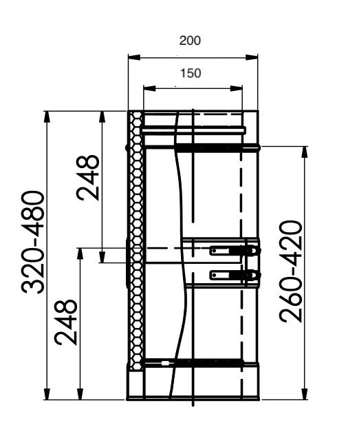 Dubbelwandig paspijp 320-480mm RVS – Ø150/200mm - Afbeelding 2 Dubbelwandig paspijp 320-480mm RVS – Ø150/200mm - Afbeelding 2