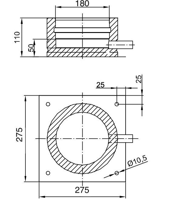 Dubbelwandig voetplaat / roetbak met aftap – Ø180/230mm - Afbeelding 2 Dubbelwandig voetplaat / roetbak met aftap – Ø180/230mm - Afbeelding 2