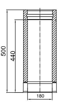 Dubbelwandig kachelpijp RVS – Ø180/230mm x 500mm - Afbeelding 2 Dubbelwandig kachelpijp RVS – Ø180/230mm x 500mm - Afbeelding 2