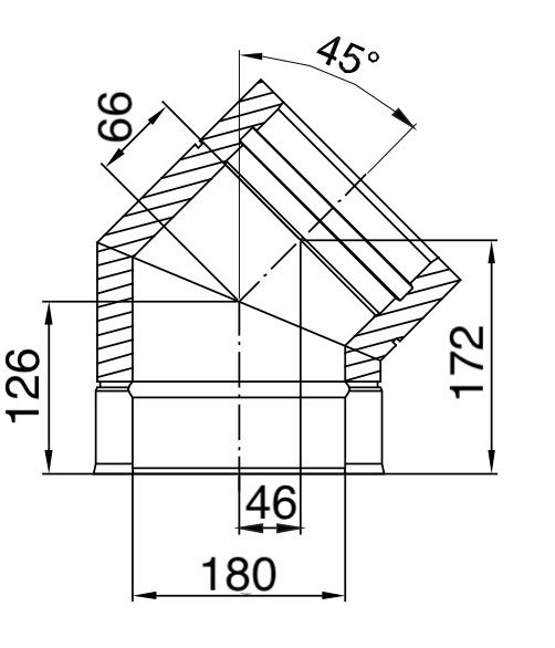 Dubbelwandig Bocht 45° RVS – Ø180/230mm - Afbeelding 2 Dubbelwandig Bocht 45° RVS – Ø180/230mm - Afbeelding 2