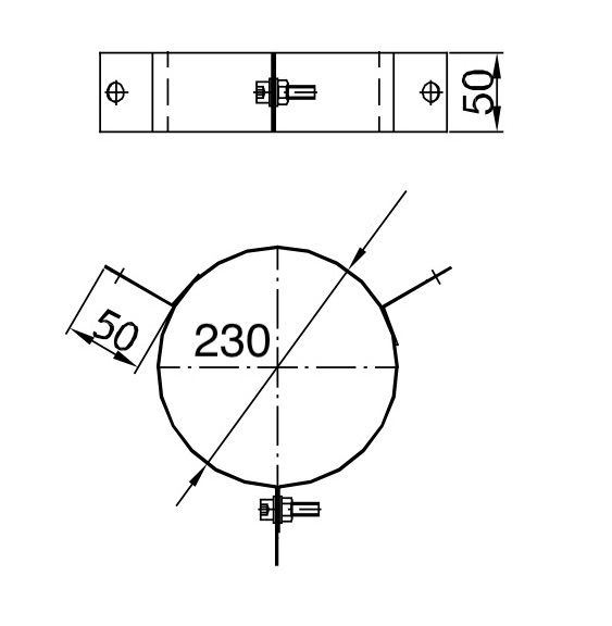 Dubbelwandig tuidraadbeugel RVS – Ø180/230mm - Afbeelding 2 Dubbelwandig tuidraadbeugel RVS – Ø180/230mm - Afbeelding 2